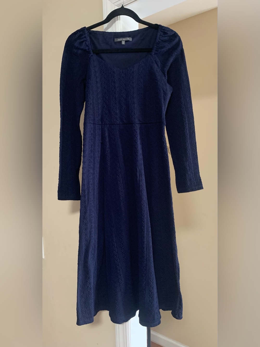 Julia Jordan Womens Navy Knit Textured Fit & Flare Midi Dress NWOT Size 2
